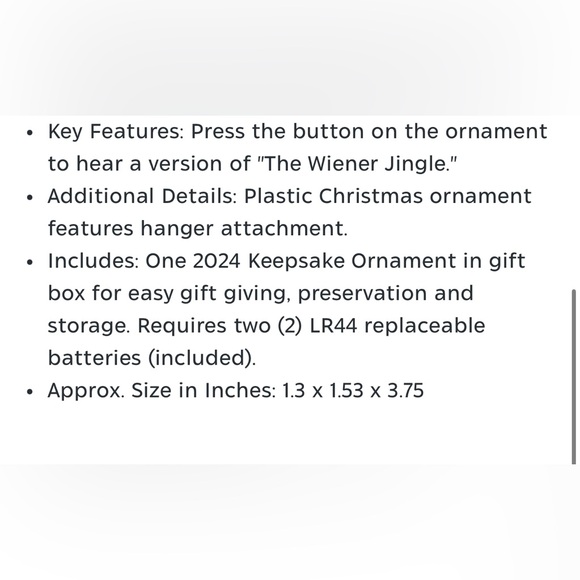 🌭HALLMARK OSCAR MAYER “ THE WIENERMOBILE MUSICAL ORNAMENT “
- NWT - Picture 9 of 9